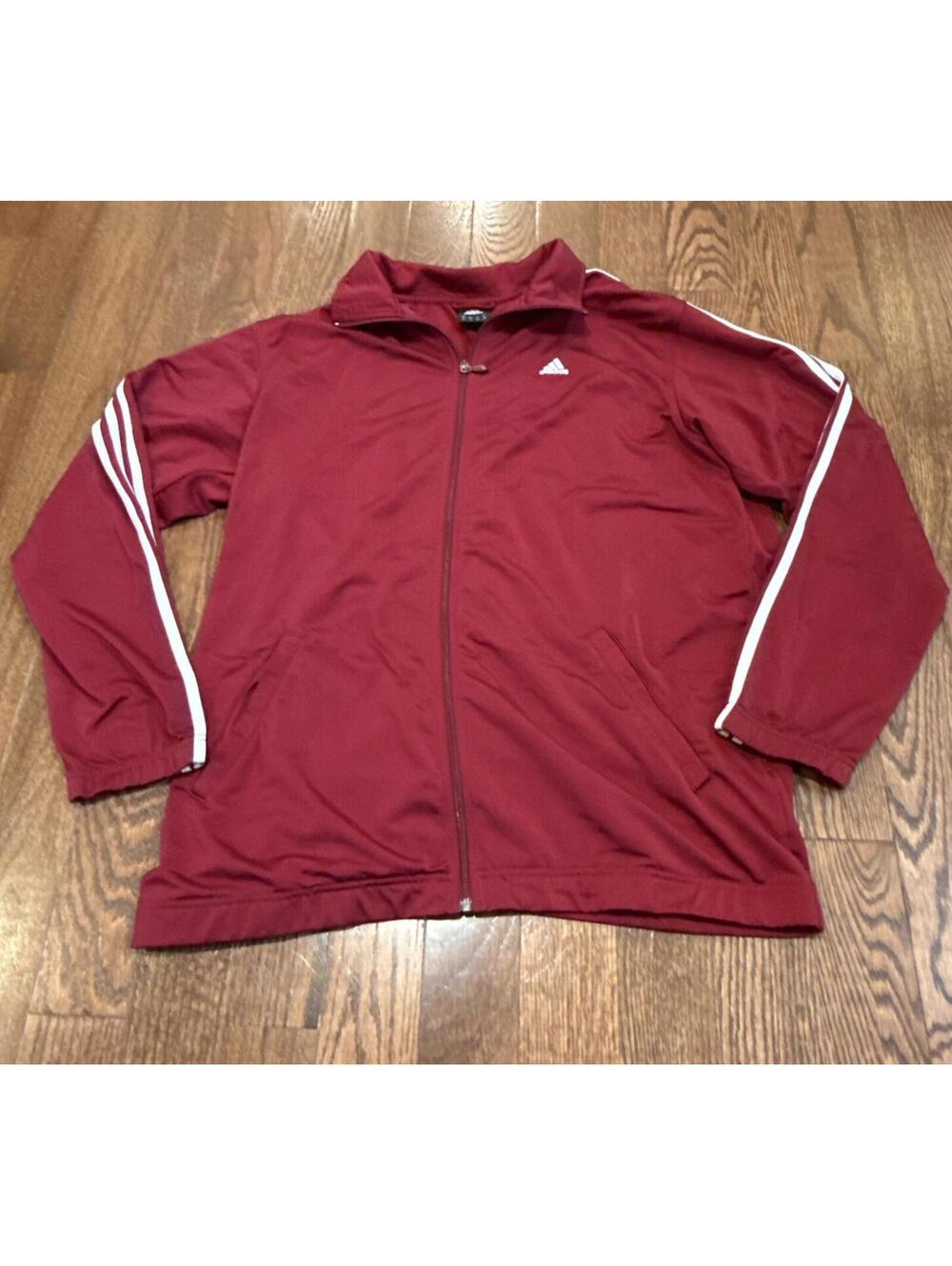 Vintage 2000s Adidas Red & White Striped Full Zip Track Jacket Y2K Mens Large